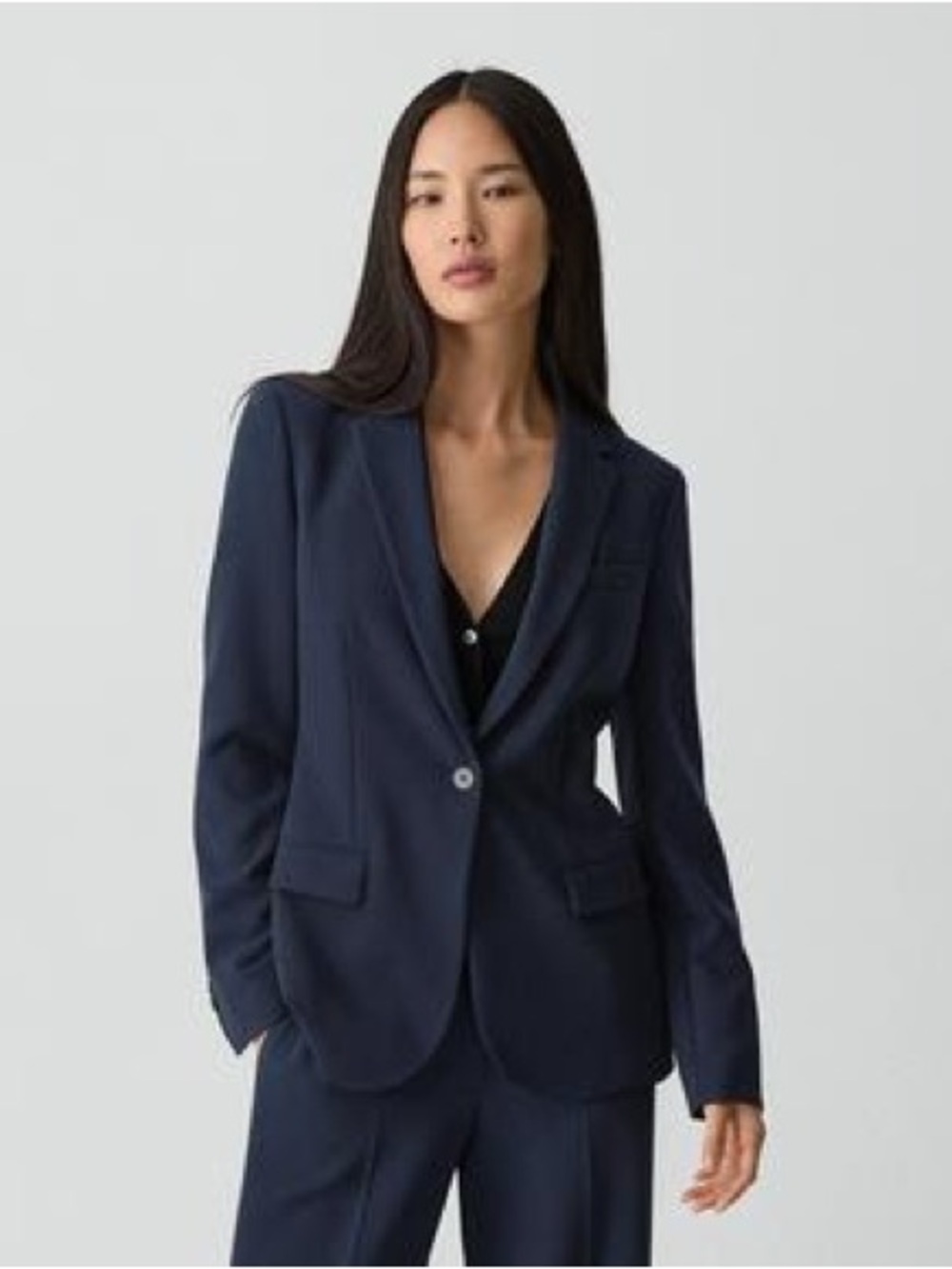 Theory Admiral Crepe Staple Blazer in Nocturne Navy